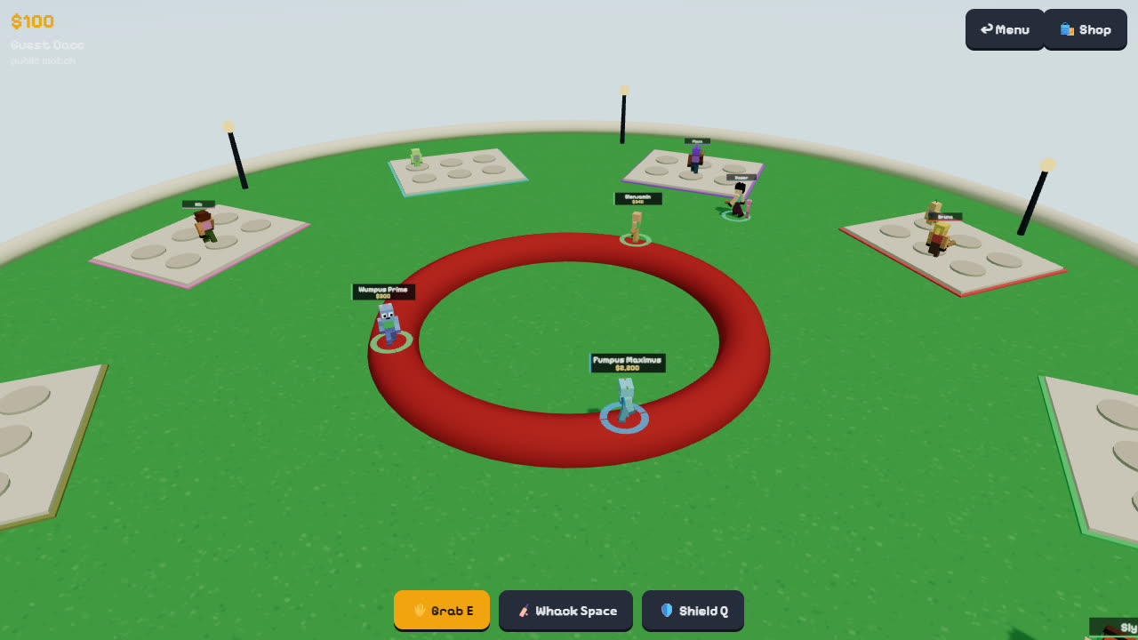 Snatch! — Wumpus Prime and Fumpus Maximus riding the belt across the arena